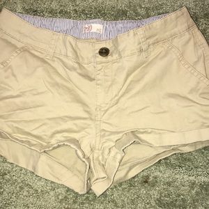 A pair of khaki shorts